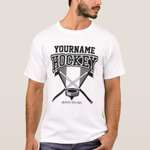 名パーソナライズされた前ホッケープレイヤースティックパックチーム Tシャツ