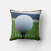 名パーソナライズされた前ホワイトゴルフボール クッション (裏面)