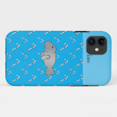 名パーソナライズされた前マネージャーsky blue candy canes Case-Mate iPhoneケース (裏面(横))
