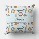 名パーソナライズされた前マネ航海のールテーマ クッション (裏面)