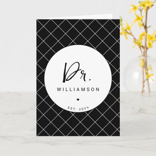 名パーソナライズされた前ミニマル医師の卒業 カード (黄色い花)