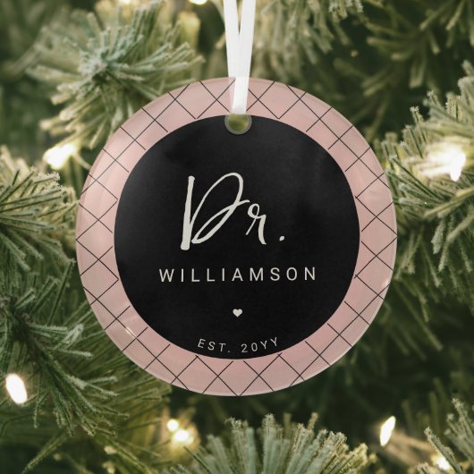 名パーソナライズされた前ミニマル医師の卒業 ガラスオーナメント (インサイチュ)