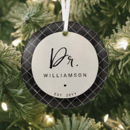 名パーソナライズされた前ミニマル医師の卒業 ガラスオーナメント