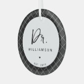 名パーソナライズされた前ミニマル医師の卒業 ガラスオーナメント (正面左)