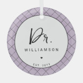 名パーソナライズされた前ミニマル医師の卒業 ガラスオーナメント (正面)