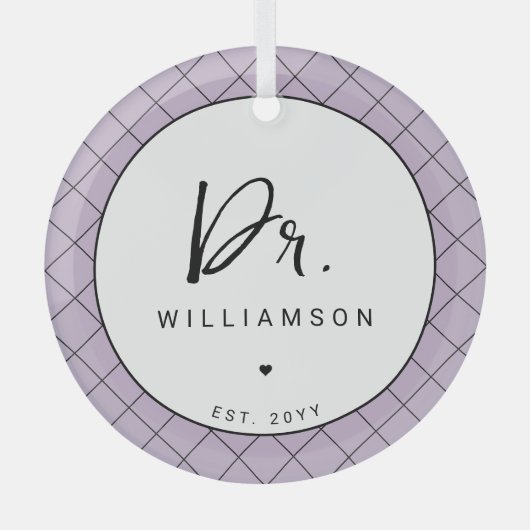 名パーソナライズされた前ミニマル医師の卒業 ガラスオーナメント (正面)