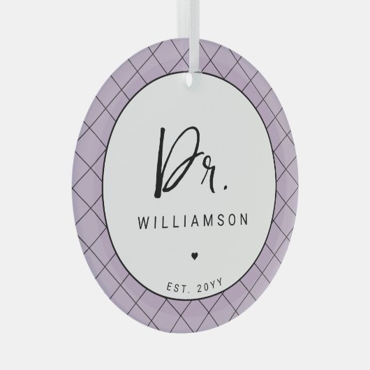 名パーソナライズされた前ミニマル医師の卒業 ガラスオーナメント (正面右)