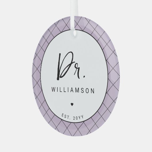 名パーソナライズされた前ミニマル医師の卒業 ガラスオーナメント (正面左)