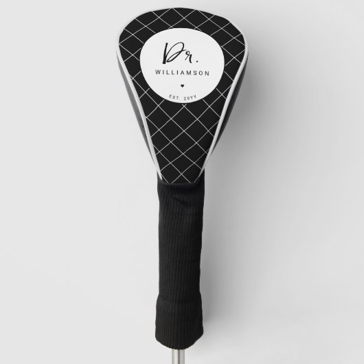 名パーソナライズされた前ミニマル医師の卒業 ゴルフヘッドカバー (正面)