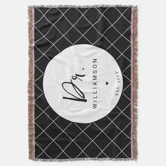 名パーソナライズされた前ミニマル医師の卒業 スローブランケット (正面縦)