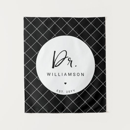 名パーソナライズされた前ミニマル医師の卒業 タペストリー (正面)