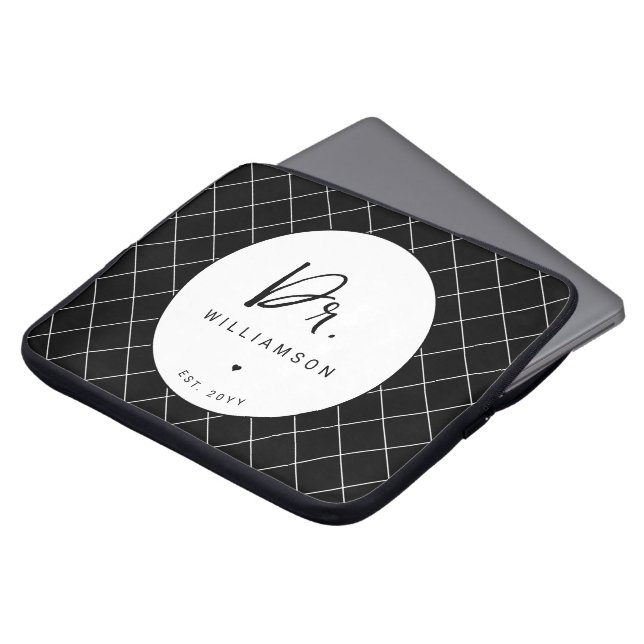 名パーソナライズされた前ミニマル医師の卒業 ラップトップスリーブ (正面上部)