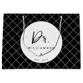 名パーソナライズされた前ミニマル医師の卒業 ラージペーパーバッグ (正面)