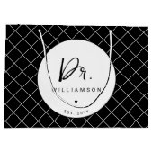 名パーソナライズされた前ミニマル医師の卒業 ラージペーパーバッグ (裏面)