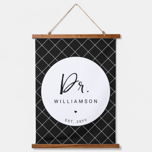 名パーソナライズされた前ミニマル医師の卒業 吊り下げ型タペストリー (正面)