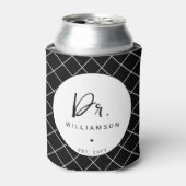 名パーソナライズされた前ミニマル医師の卒業 缶クーラー (缶正面)