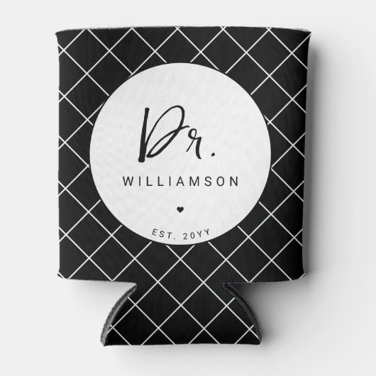 名パーソナライズされた前ミニマル医師の卒業 缶クーラー (正面)