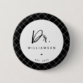 名パーソナライズされた前ミニマル医師の卒業 缶バッジ (正面)