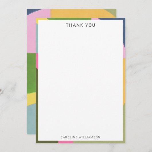 名パーソナライズされた前モダンよくはしゃぐShower サンキューカード (正面/裏面)