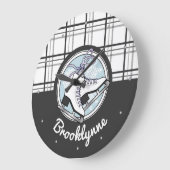 名パーソナライズされた前モダンタータンチェック氷スケートで滑る ラージ壁時計 (傾斜)