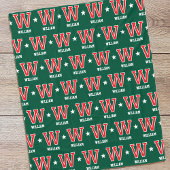 名パーソナライズされた前モノグラムの赤緑 フリースブランケット