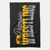 名パーソナライズされた前レスリングスクールチームレスラー キッチンタオル (縦)