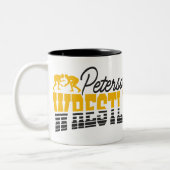 名パーソナライズされた前レスリングスクールチームレスラー ツートーンマグカップ (左)