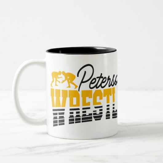 名パーソナライズされた前レスリングスクールチームレスラー ツートーンマグカップ (左)