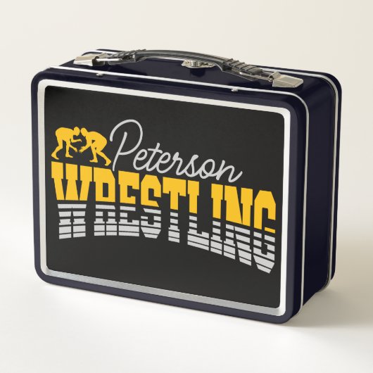 名パーソナライズされた前レスリングスクールチームレスラー メタルランチボックス (裏面)