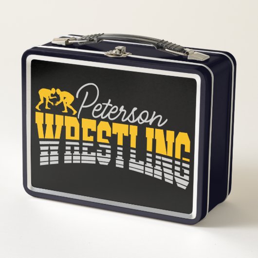 名パーソナライズされた前レスリングスクールチームレスラー メタルランチボックス (正面)