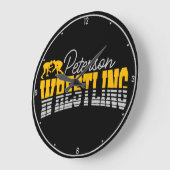 名パーソナライズされた前レスリングスクールチームレスラー ラージ壁時計 (傾斜)