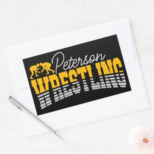 名パーソナライズされた前レスリングスクールチームレスラー 長方形シール (封筒)