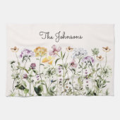 名パーソナライズされた前ワイルドフラワーガーデン キッチンタオル (横)