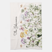 名パーソナライズされた前ワイルドフラワーガーデン キッチンタオル (縦)