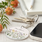 名パーソナライズされた前ワイルドフラワーガーデン キーホルダー (正面右)