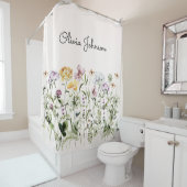 名パーソナライズされた前ワイルドフラワーガーデン シャワーカーテン (インサイチュ)