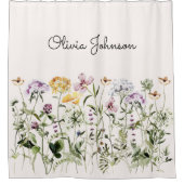 名パーソナライズされた前ワイルドフラワーガーデン シャワーカーテン (正面)