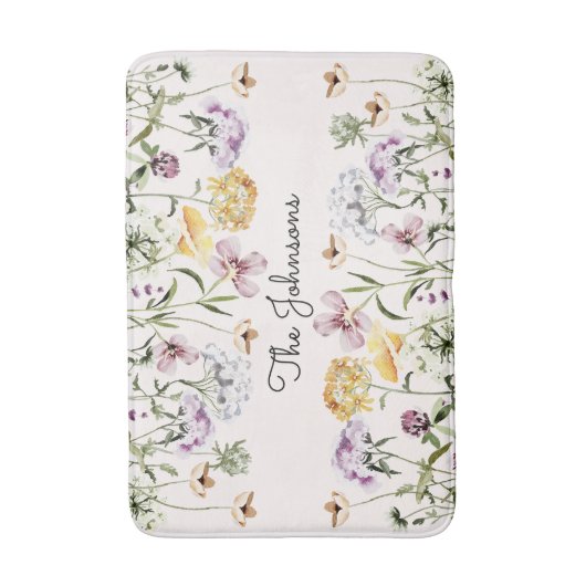 名パーソナライズされた前ワイルドフラワーガーデン バスマット (正面縦)