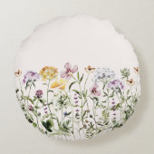 名パーソナライズされた前ワイルドフラワーガーデン ラウンドクッション (裏面)