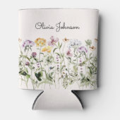 名パーソナライズされた前ワイルドフラワーガーデン 缶クーラー (正面)