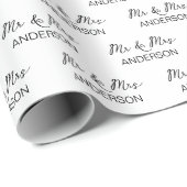 名パーソナライズされた前主義の白黒の結婚式 ラッピングペーパー (ロールコーナー)