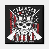 名パーソナライズされた前兵士スカルデュアルガン米国国旗 マグネット (正面)