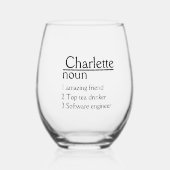 名パーソナライズされた前定義 ステムなしワイングラス (正面)