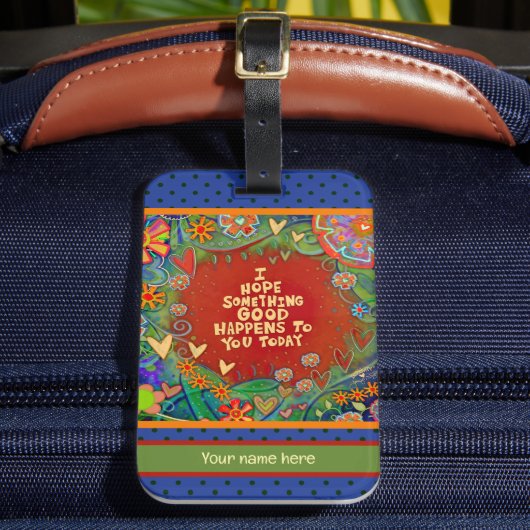 名パーソナライズされた前引用文フローラハート名前をカスタムする ラゲッジタグ (正面インサイチュ2)