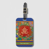 名パーソナライズされた前引用文フローラハート名前をカスタムする ラゲッジタグ (正面縦)