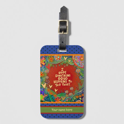 名パーソナライズされた前引用文フローラハート名前をカスタムする ラゲッジタグ (正面縦)