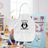 名パーソナライズされた前掛子供へけ |ペンギン料理人 子供用エプロン