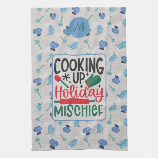 名パーソナライズされた前料理アップホリデーミシュ キッチンタオル (縦)