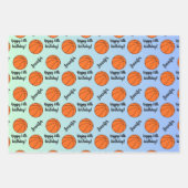 名パーソナライズされた前気持ちスポーツテーマバスケットボール ラッピングペーパーシート (正面2)