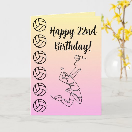 名パーソナライズされた前気持ちスポーツテーマバレーボール カード (黄色い花)